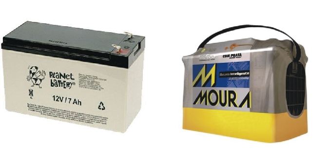 Exemplos de baterias e acumuladores